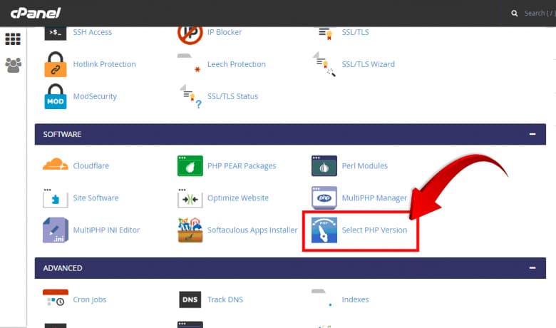 PHP version check from cPanel